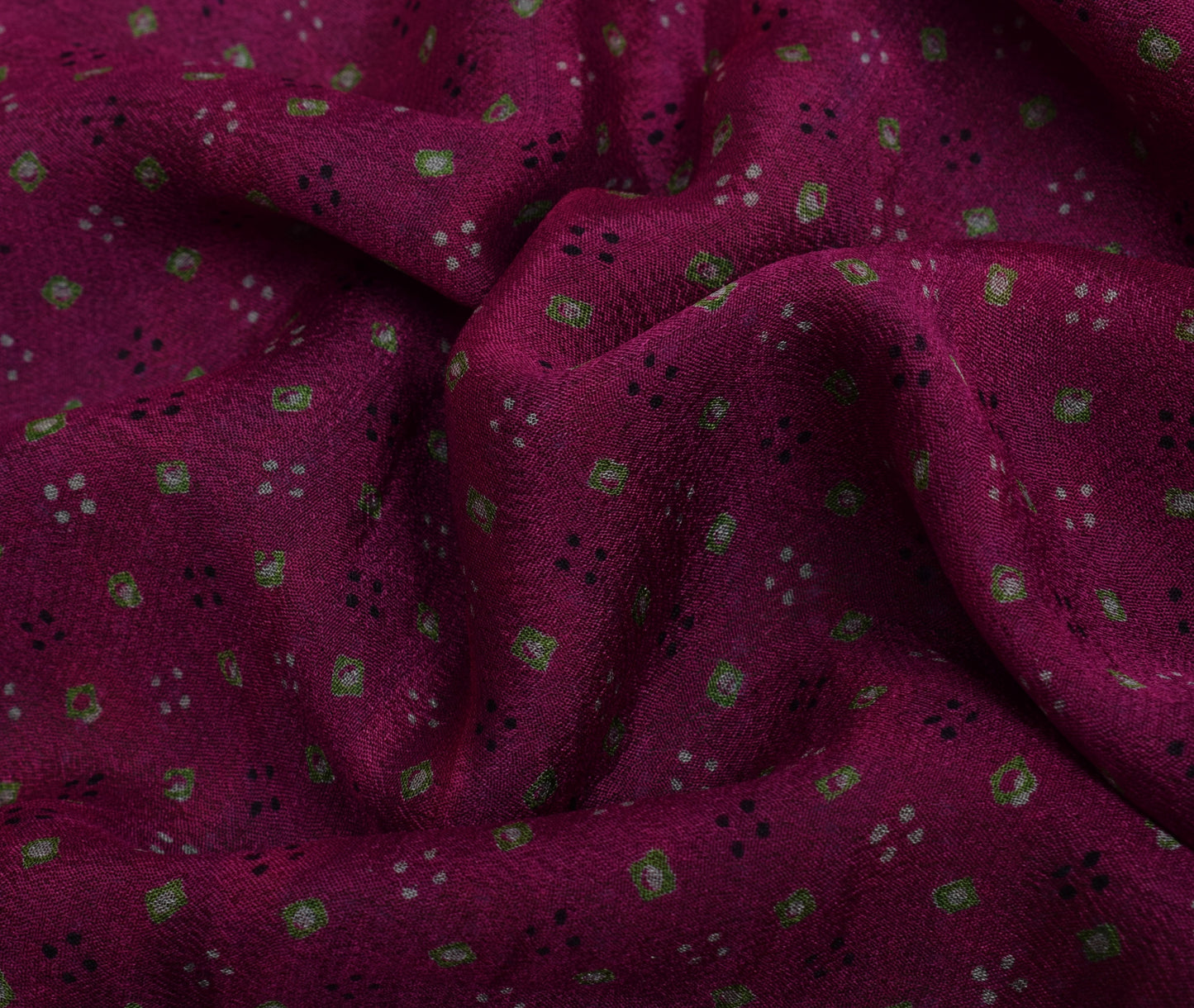 Sushila Vintage Dark Magenta Saree 100% Pure Silk Printed 5 YD Soft Craft Fabric