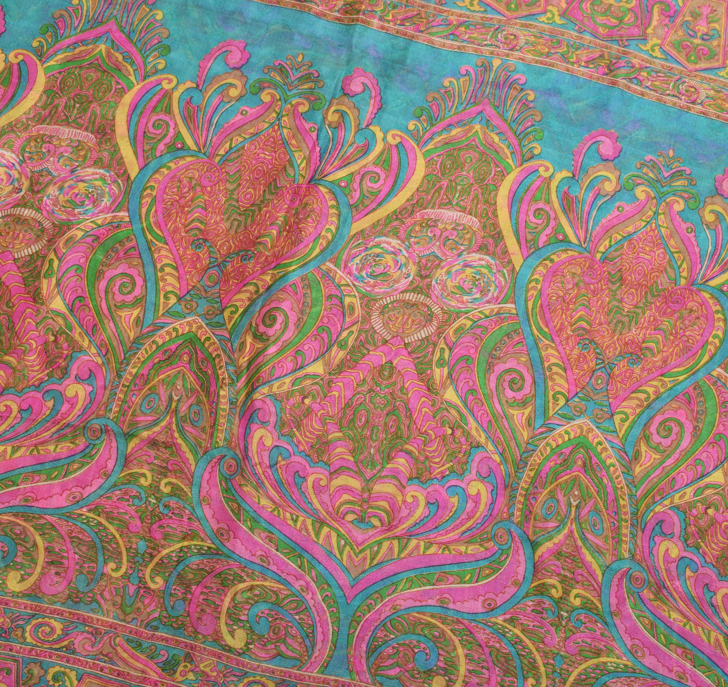 Sushila Vintage Brown Saree 100% Pure Silk Printed Abstract Soft Craft Fabric