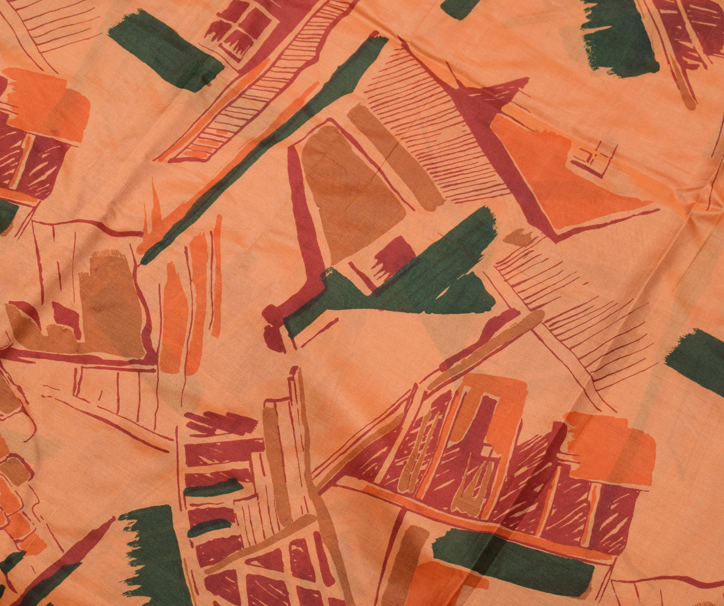 Sushila Vintage Brown Indian Saree 100% Pure Silk Printed 5 YD Soft Craft Fabric
