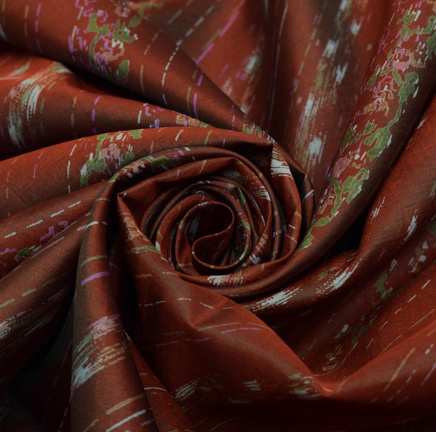 Sushila Vintage Dark Brown Indian Saree 100% Pure Silk Printed 5 YD Craft Fabric