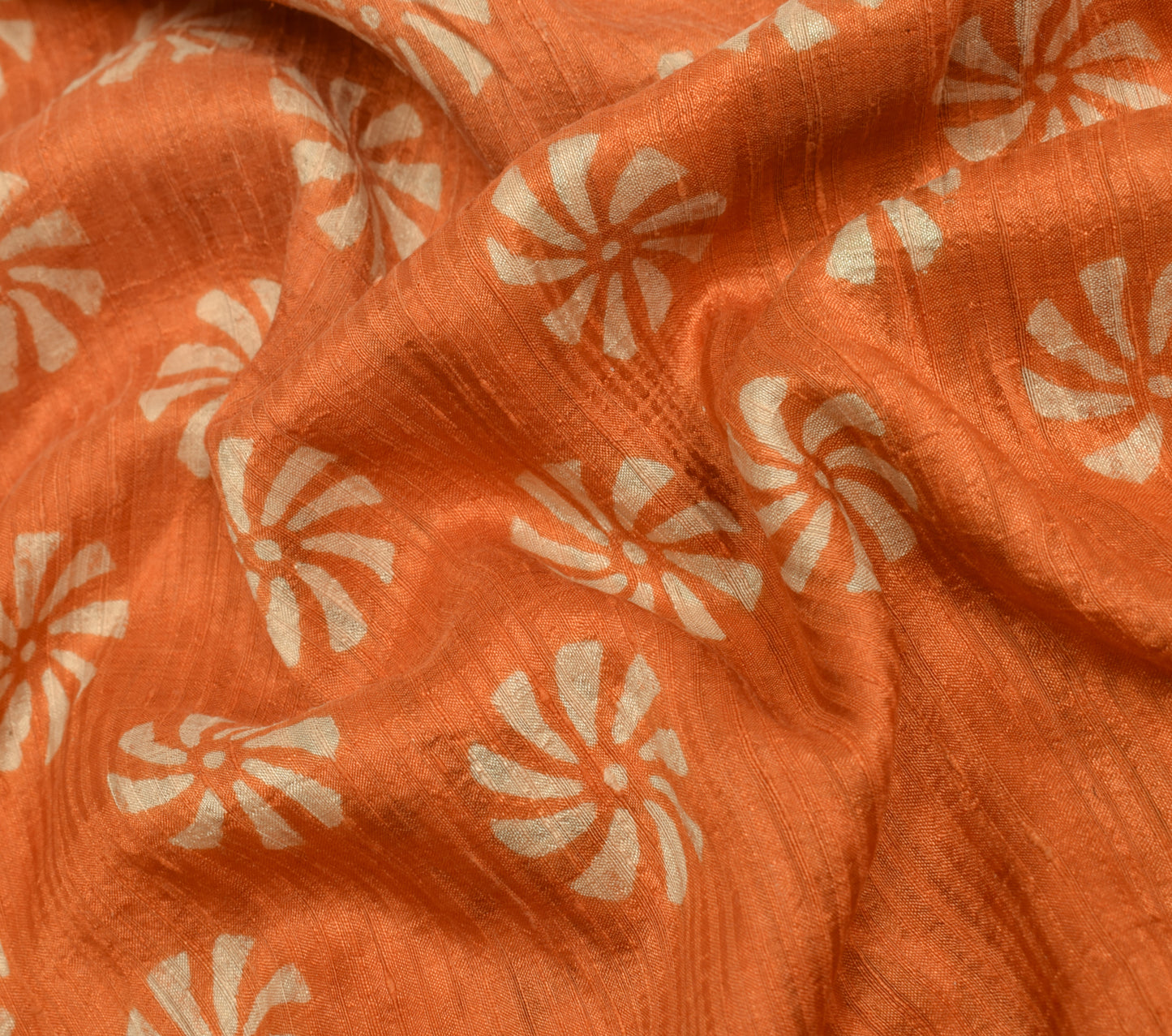 Sushila Vintage Orange Saree 100% Pure Silk Woven Floral Soft 5 YD Craft Fabric