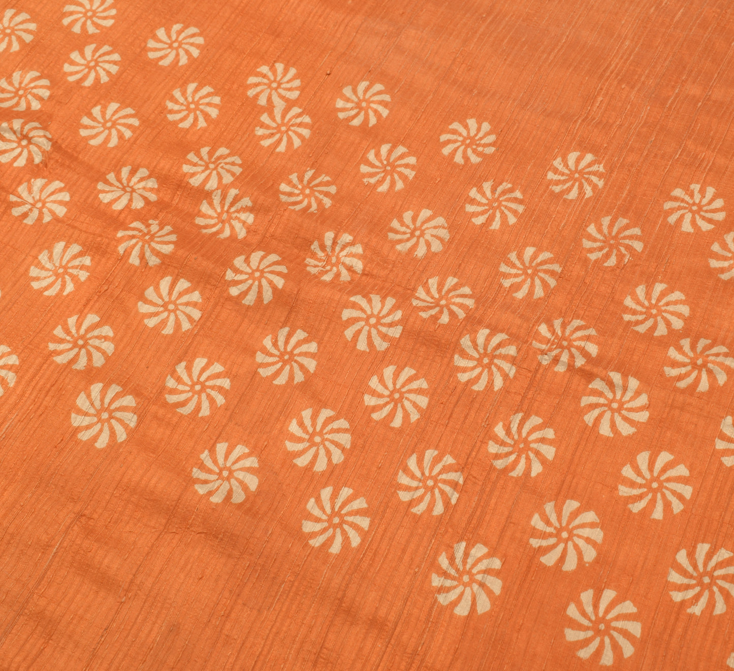 Sushila Vintage Orange Saree 100% Pure Silk Woven Floral Soft 5 YD Craft Fabric