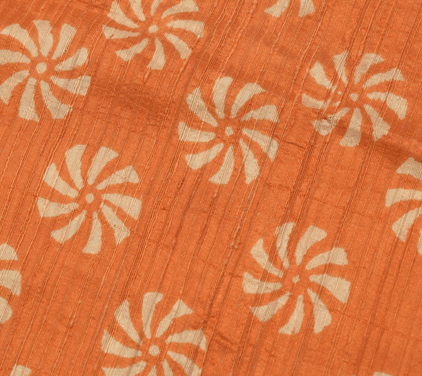 Sushila Vintage Orange Saree 100% Pure Silk Woven Floral Soft 5 YD Craft Fabric