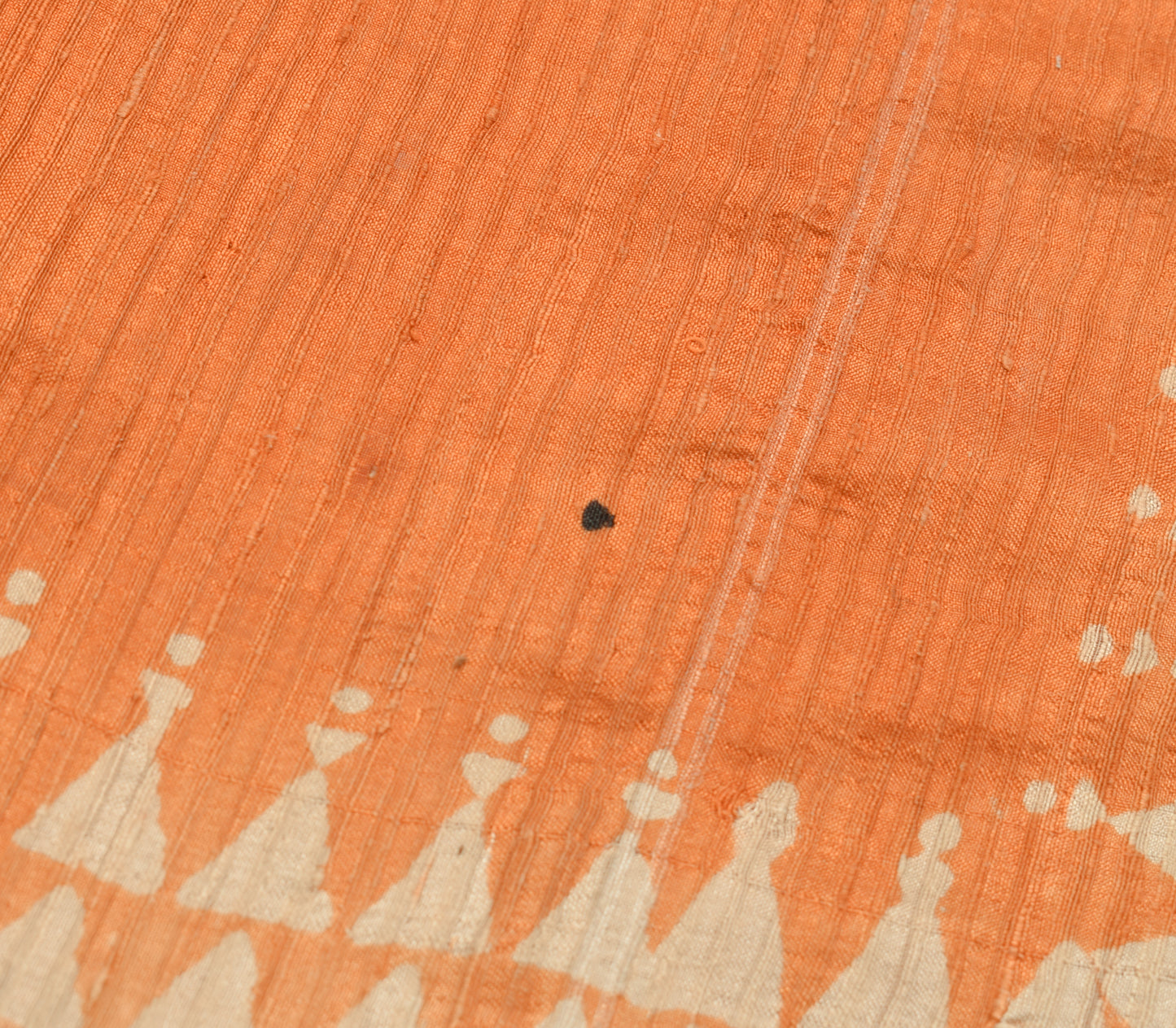 Sushila Vintage Orange Saree 100% Pure Silk Woven Floral Soft 5 YD Craft Fabric