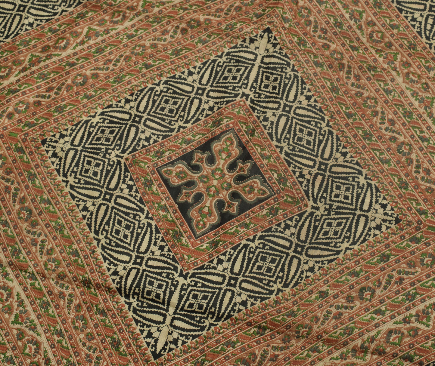 Sushila Vintage Indian Saree 100% Pure Silk Printed Floral 5 YardCraft Fabric