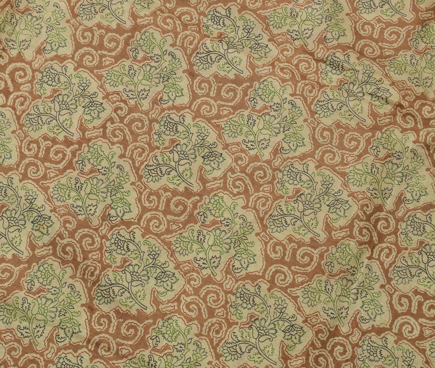 Sushila Vintage Indian Saree 100% Pure Silk Printed Floral 5 YardCraft Fabric