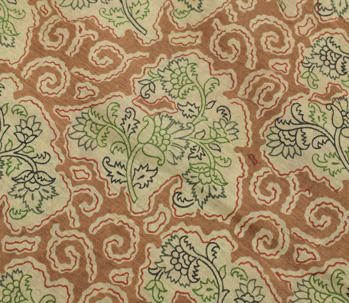 Sushila Vintage Indian Saree 100% Pure Silk Printed Floral 5 YardCraft Fabric