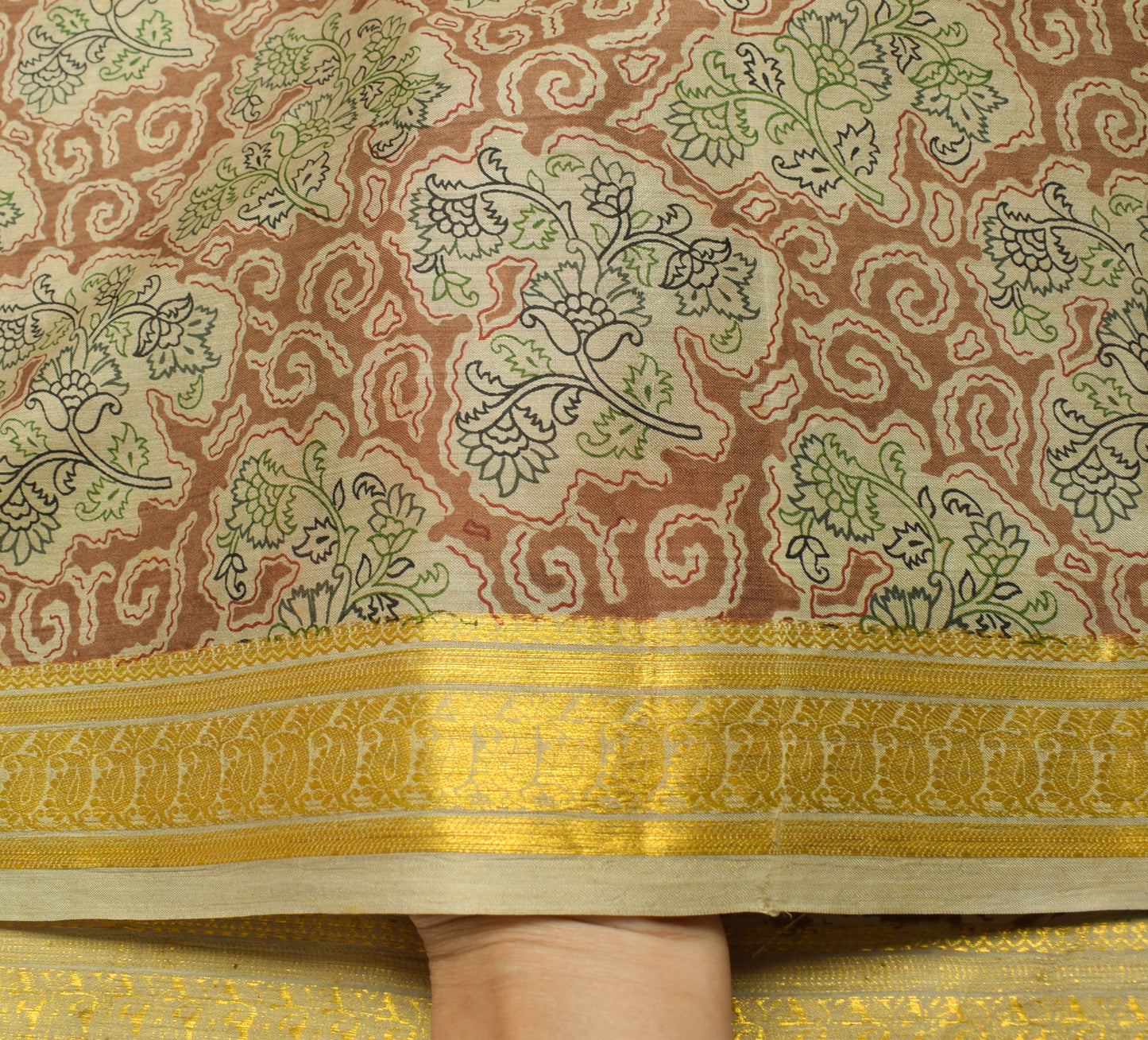 Sushila Vintage Indian Saree 100% Pure Silk Printed Floral 5 YardCraft Fabric