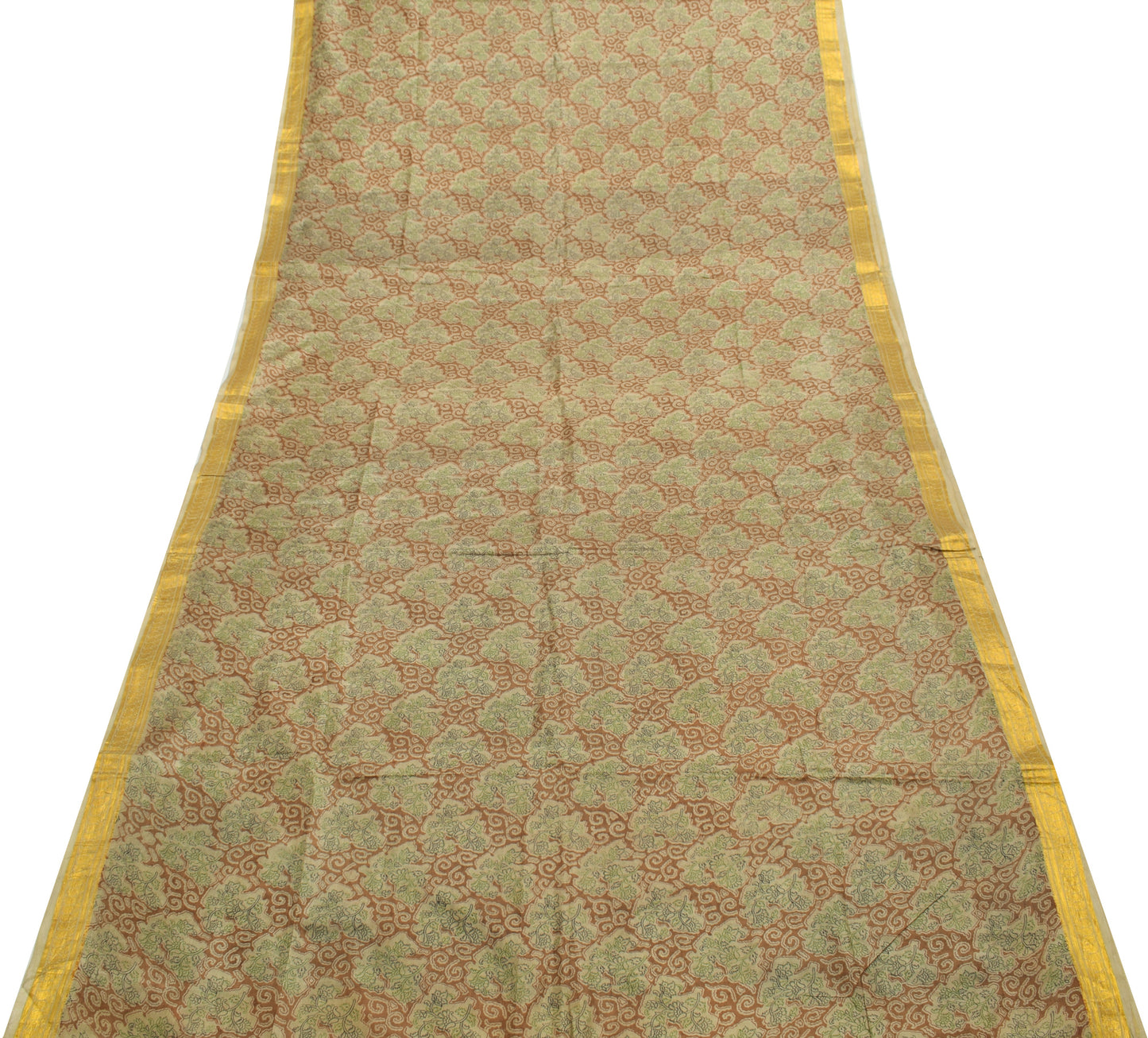 Sushila Vintage Indian Saree 100% Pure Silk Printed Floral 5 YardCraft Fabric