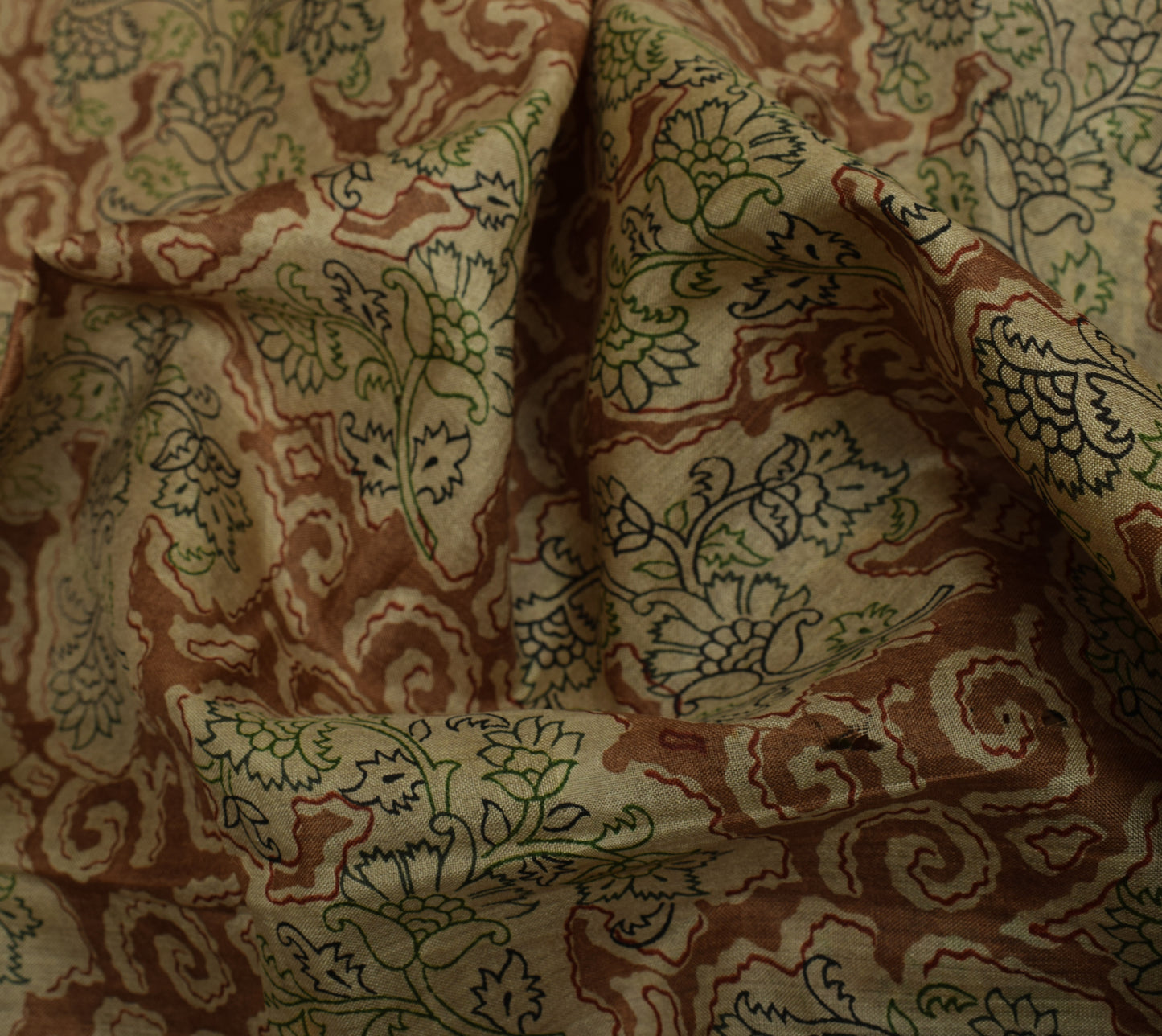 Sushila Vintage Indian Saree 100% Pure Silk Printed Floral 5 YardCraft Fabric