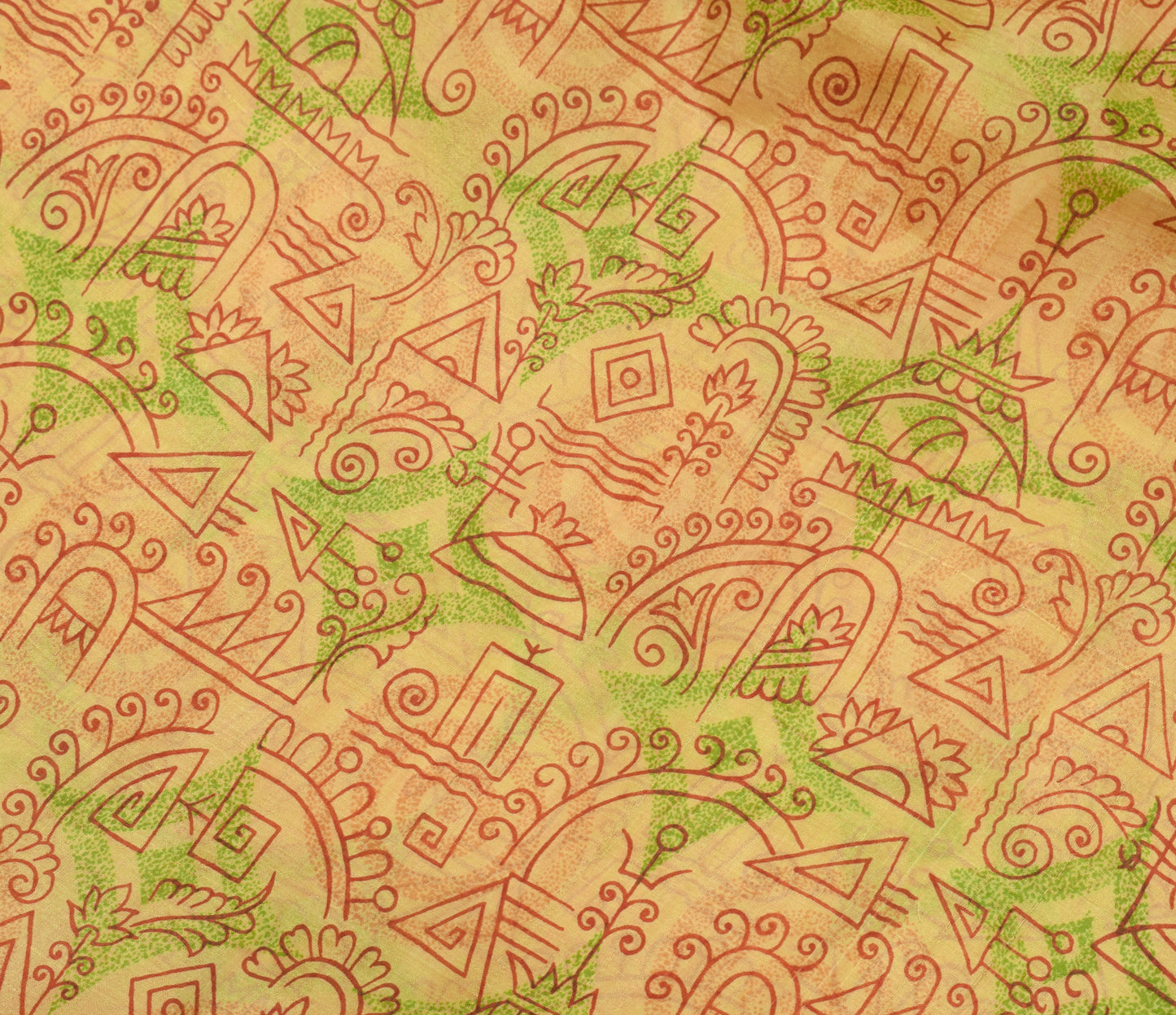Sushila Vintage Brown Indian Saree 100%Pure Silk Printed Floral 5YD Craft Fabric