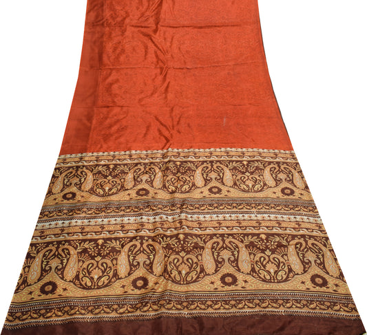 Sushila Vintage Saree 100% Pure Silk Printed Floral & Paisley 5 YD Craft Fabric