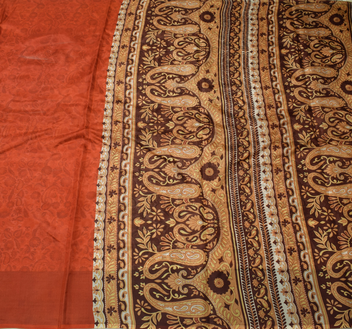 Sushila Vintage Saree 100% Pure Silk Printed Floral & Paisley 5 YD Craft Fabric