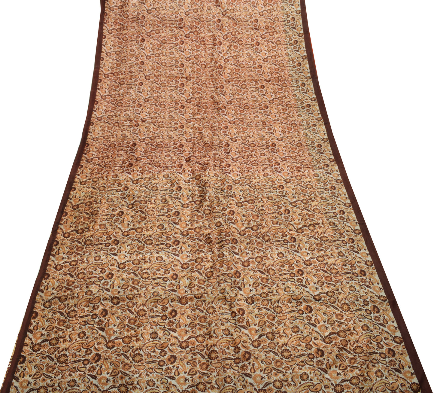 Sushila Vintage Saree 100% Pure Silk Printed Floral & Paisley 5 YD Craft Fabric