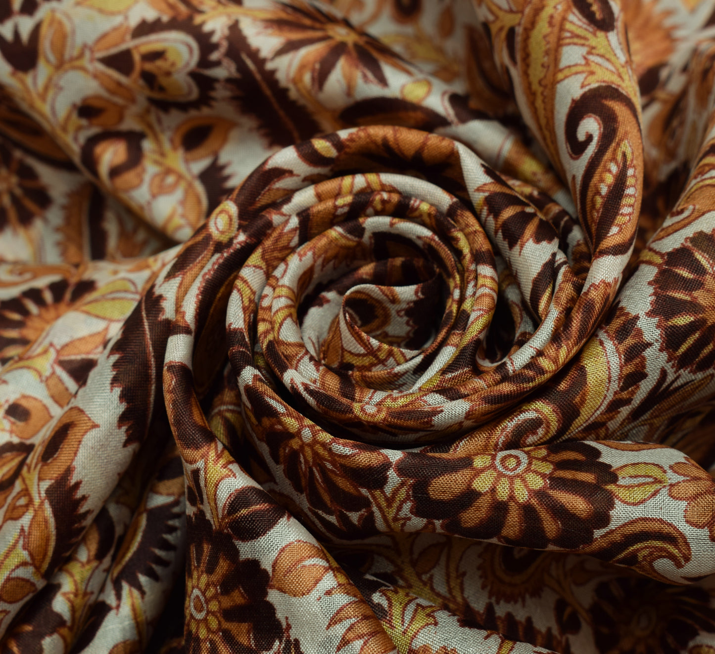 Sushila Vintage Saree 100% Pure Silk Printed Floral & Paisley 5 YD Craft Fabric