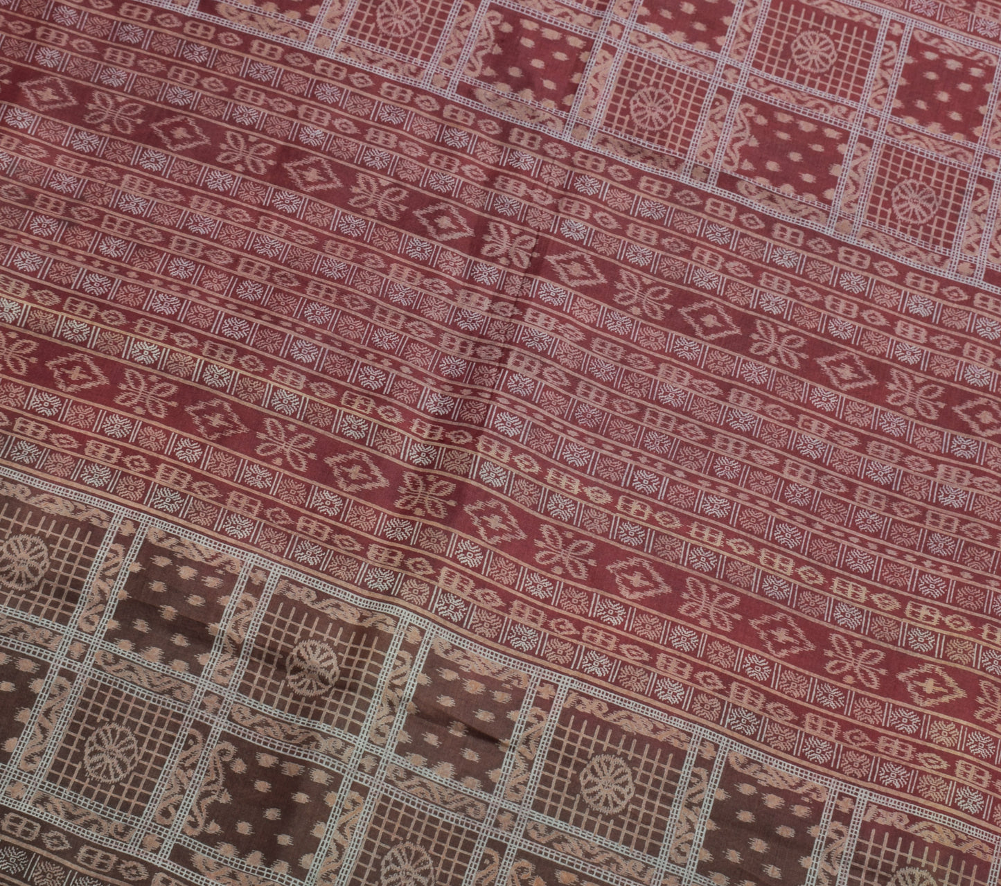 Sushila Vintage Brown Indian Saree 100% Pure Silk Printed 5 YD Soft Craft Fabric