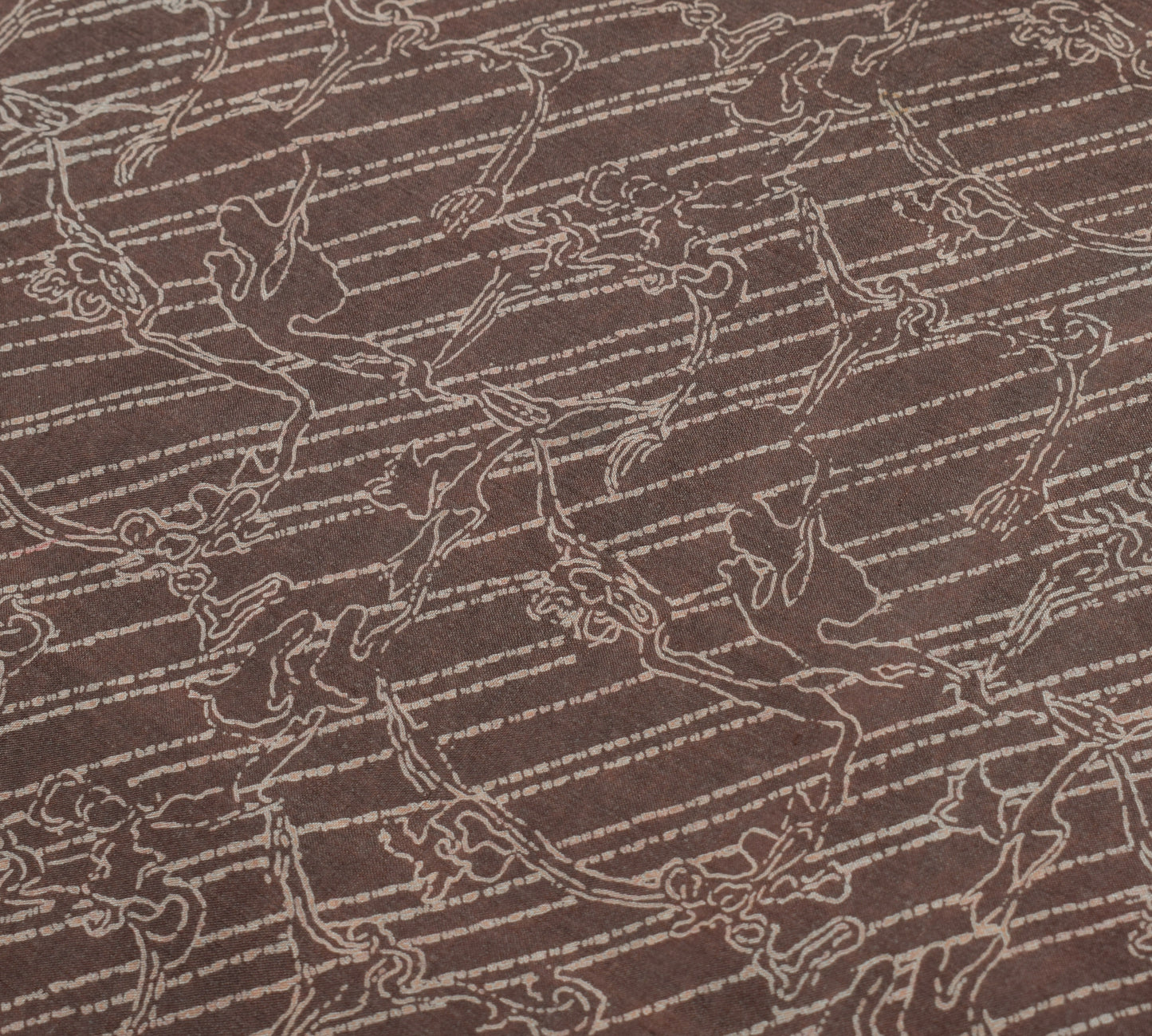 Sushila Vintage Brown Indian Saree 100% Pure Silk Printed 5 YD Soft Craft Fabric