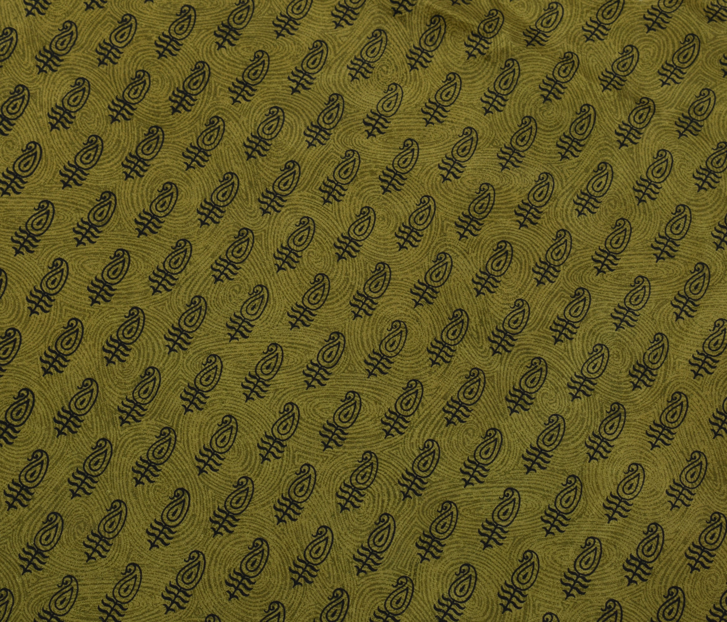 Sushila Vintage Green Saree 100% Pure Silk Printed Paisley Soft Craft Fabric