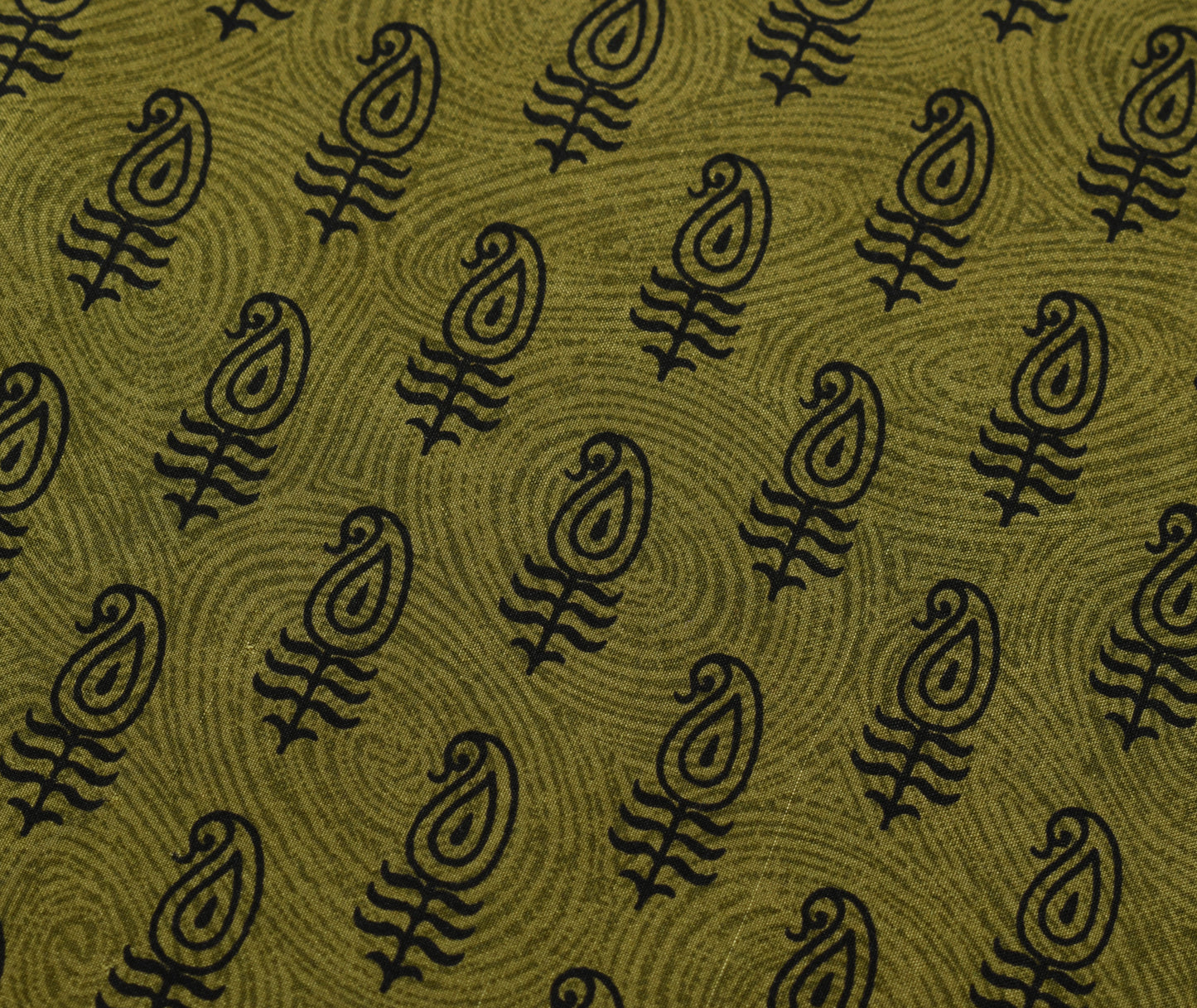 Sushila Vintage Green Saree 100% Pure Silk Printed Paisley Soft Craft Fabric