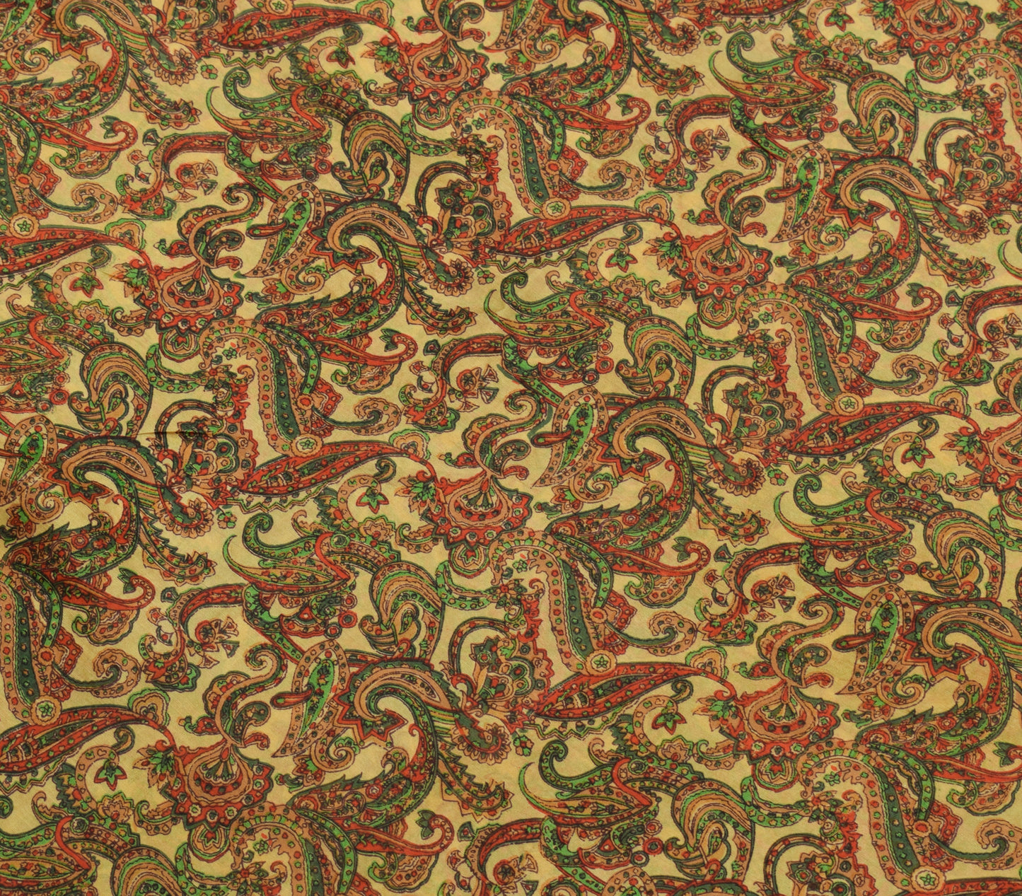 Sushila Vintage Brown Saree 100% Pure Silk Printed Pailsey Soft Craft Fabric