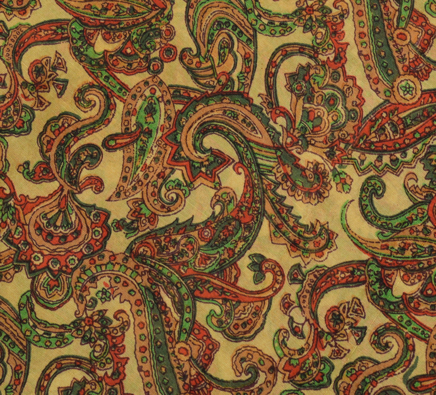 Sushila Vintage Brown Saree 100% Pure Silk Printed Pailsey Soft Craft Fabric