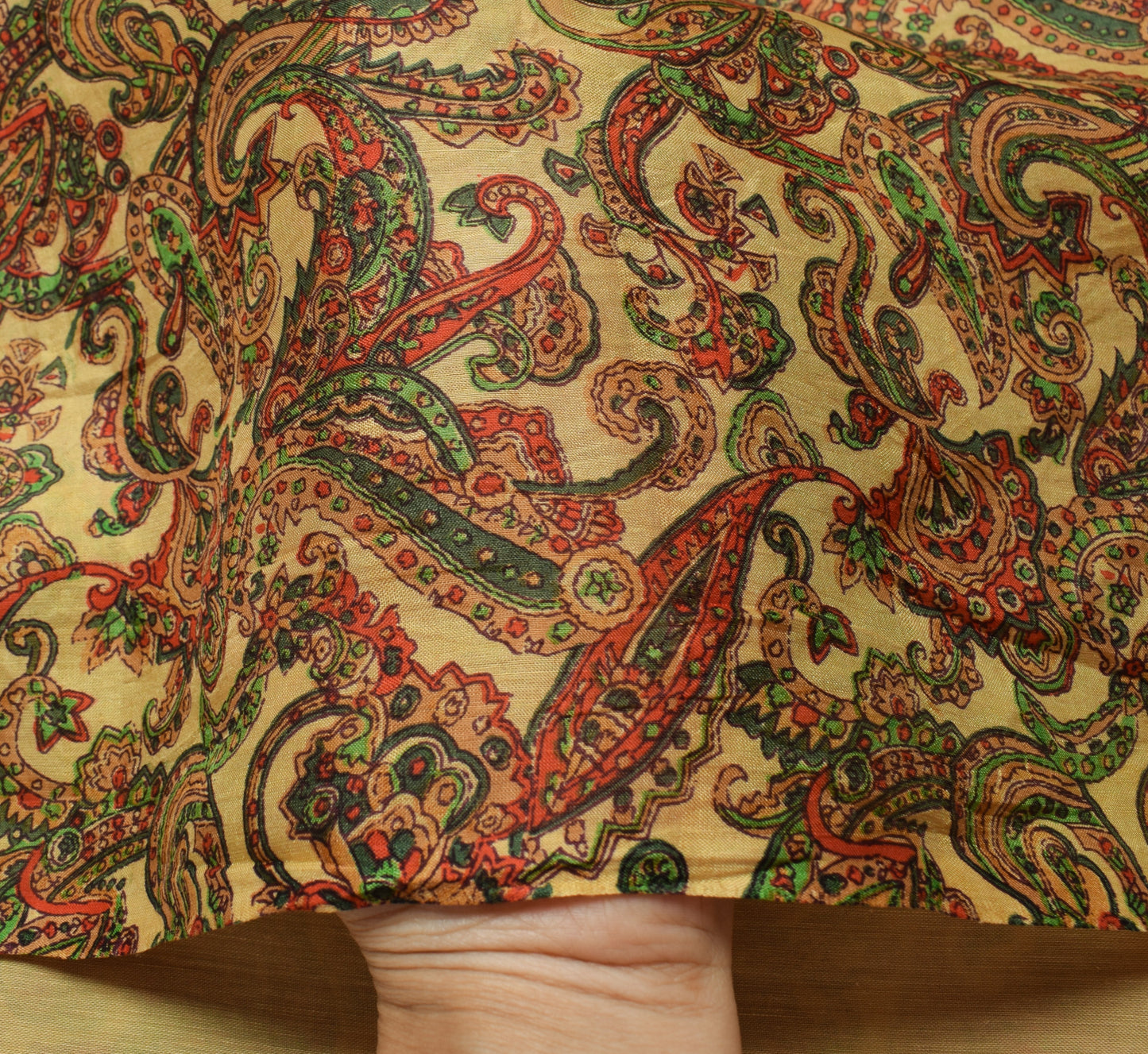 Sushila Vintage Brown Saree 100% Pure Silk Printed Pailsey Soft Craft Fabric