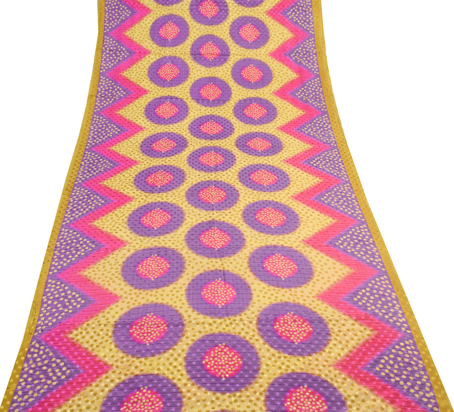 Sushila Vintage Multi-Color Saree Blend Crepe Silk Printed Polka Dot Soft Fabric