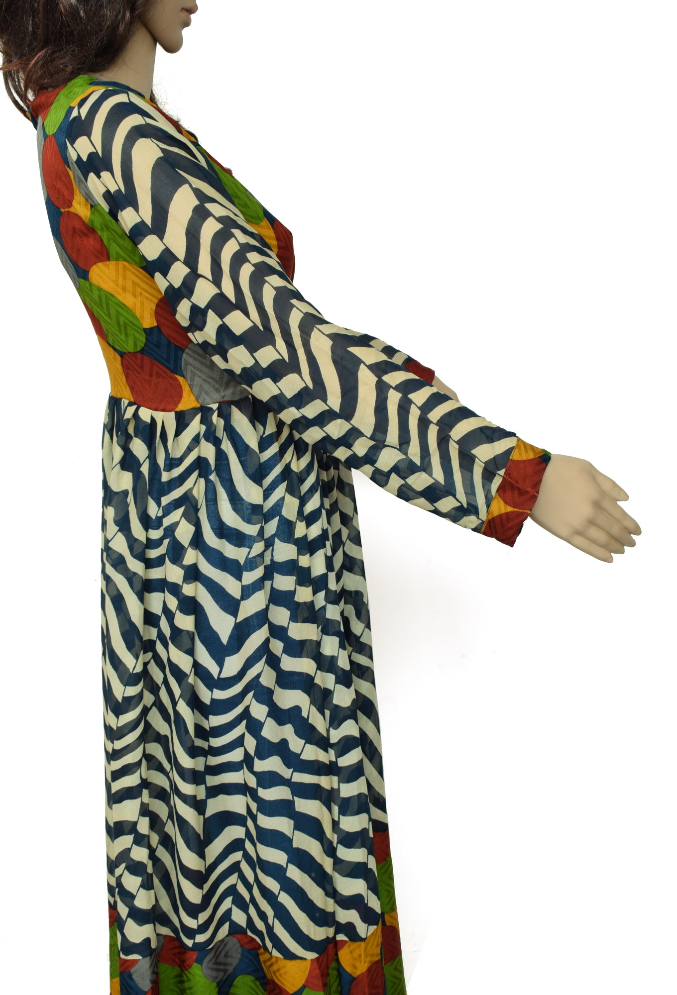 Sushila Vintage Women Dress Pure Georgette Silk Sari upcycled Long Shrug Dress