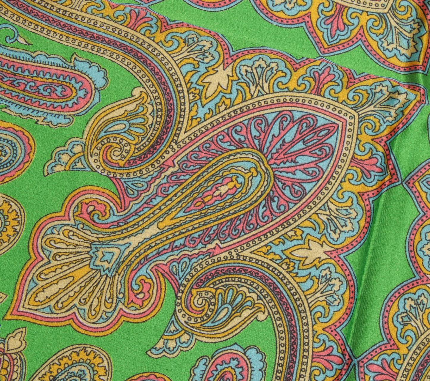 Sushila Vintage Green Women Scarf Blend Silk Printed Paisley Stole 41" x 38"