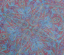 Sushila Vintage Blue Women Neck Scarf Blend Silk Printed Floral Stole 38" x 36"