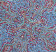Sushila Vintage Blue Women Neck Scarf Blend Silk Printed Floral Stole 38" x 36"