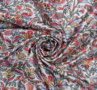 Sushila Vintage White Women Neck Scarf Blend Satin Printed Floral Stole 36"x 36"