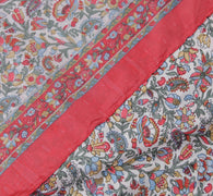 Sushila Vintage White Women Neck Scarf Blend Satin Printed Floral Stole 36"x 36"
