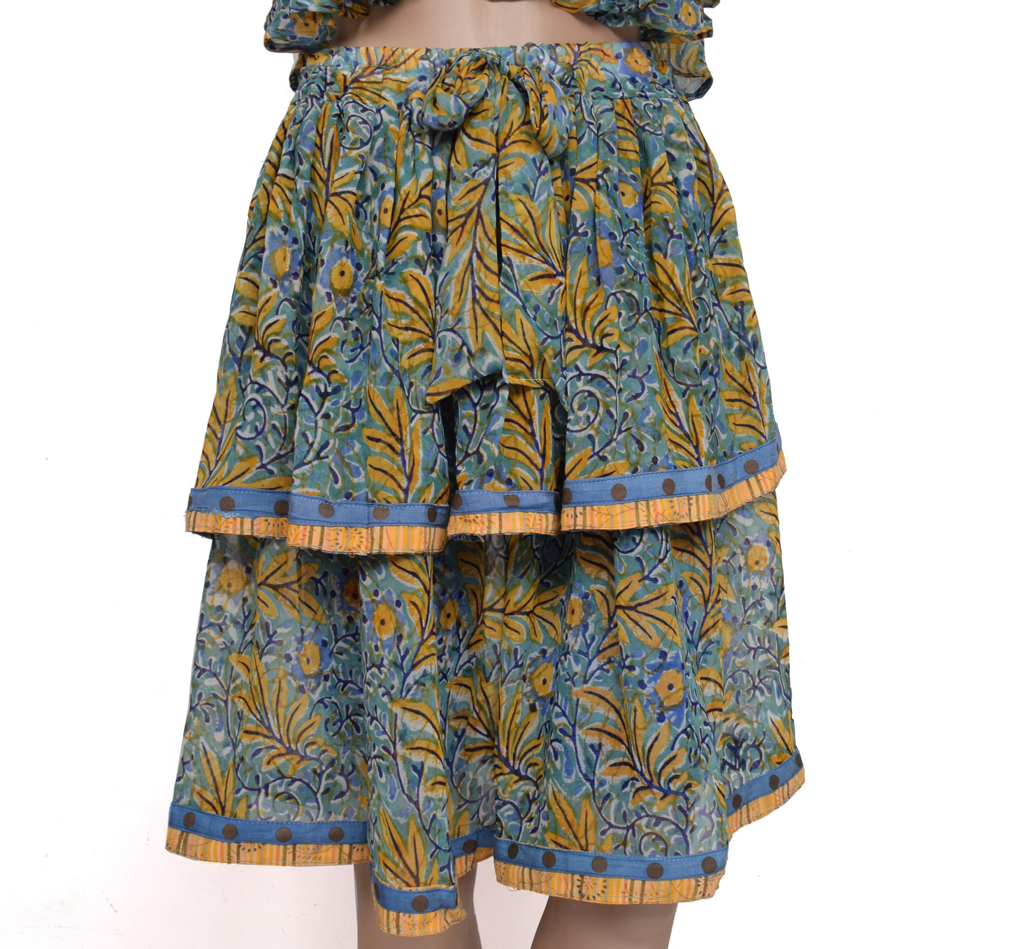Sushila Vintage Women Dress Pure Georgette Silk Sari upcycled Skirt & Top Set