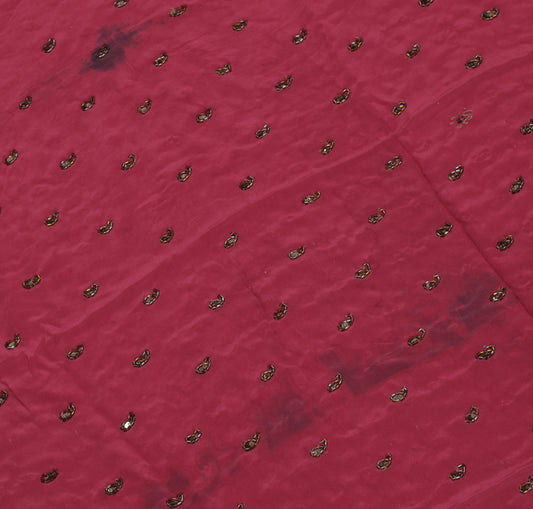 Sushila Vintage Indian Sari Remnant Scrap Pure Crepe Embroidered Craft Fabric