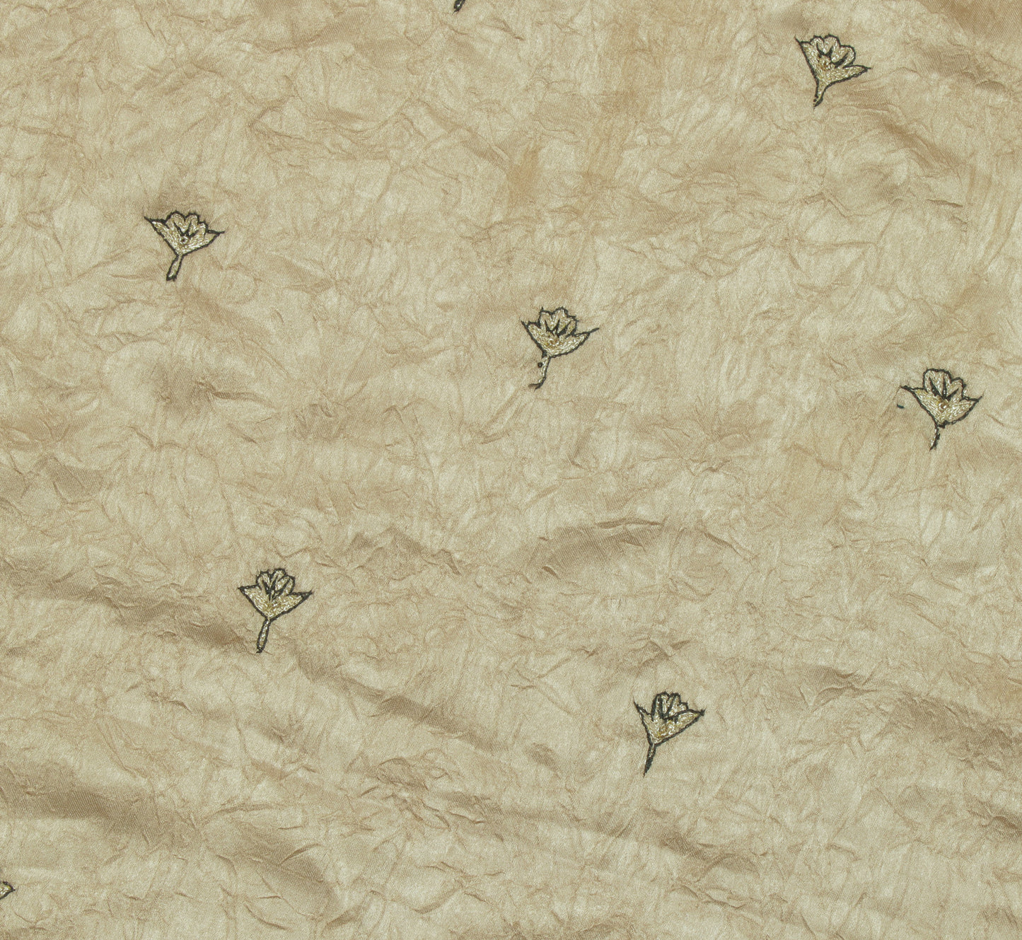 Sushila Vintage Brown Sari Remnant Scrap Blend Silk Embroidered Craft Fabric