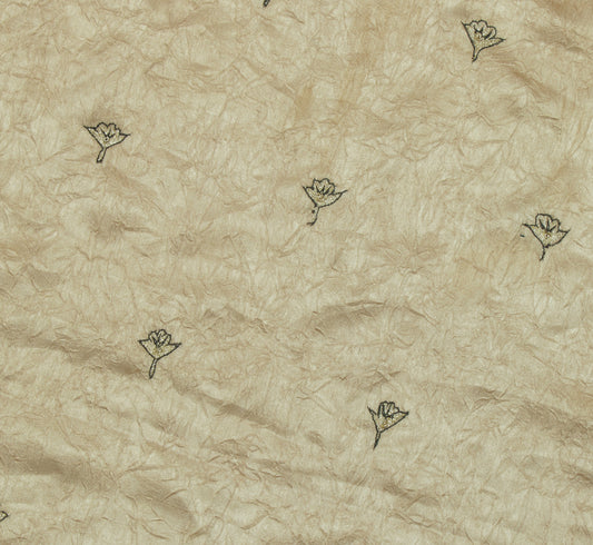 Sushila Vintage Brown Sari Remnant Scrap Blend Silk Embroidered Craft Fabric