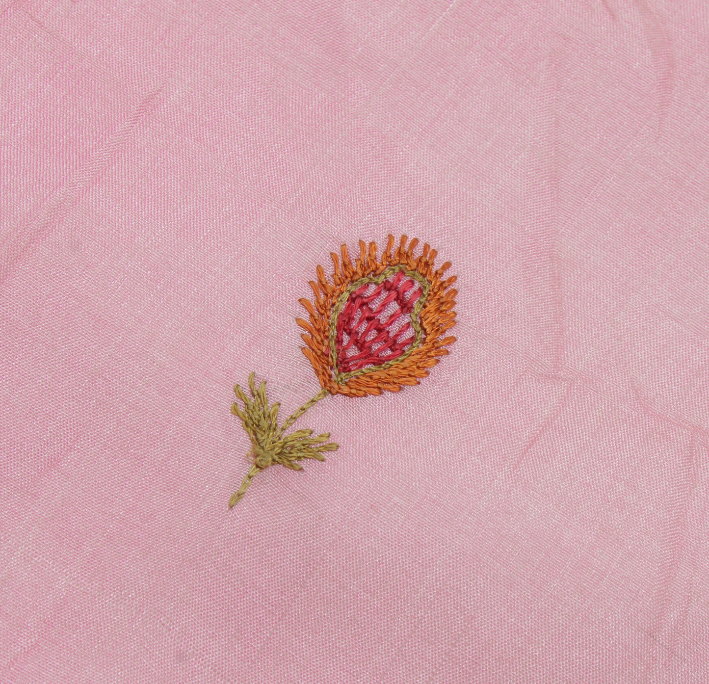 Sushila Vintage Pink Indian Sari Remnant Scrap  Pure Silk Floral Craft Fabric