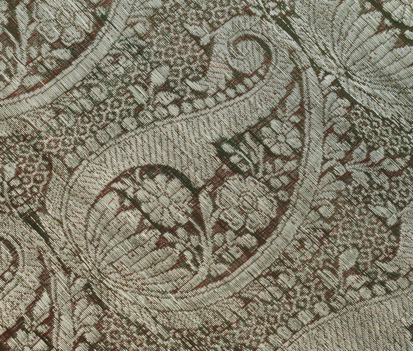 Sushila Vintage Green Sari Remnant Scrap 100% Pure Silk Zari Woven Craft Fabric