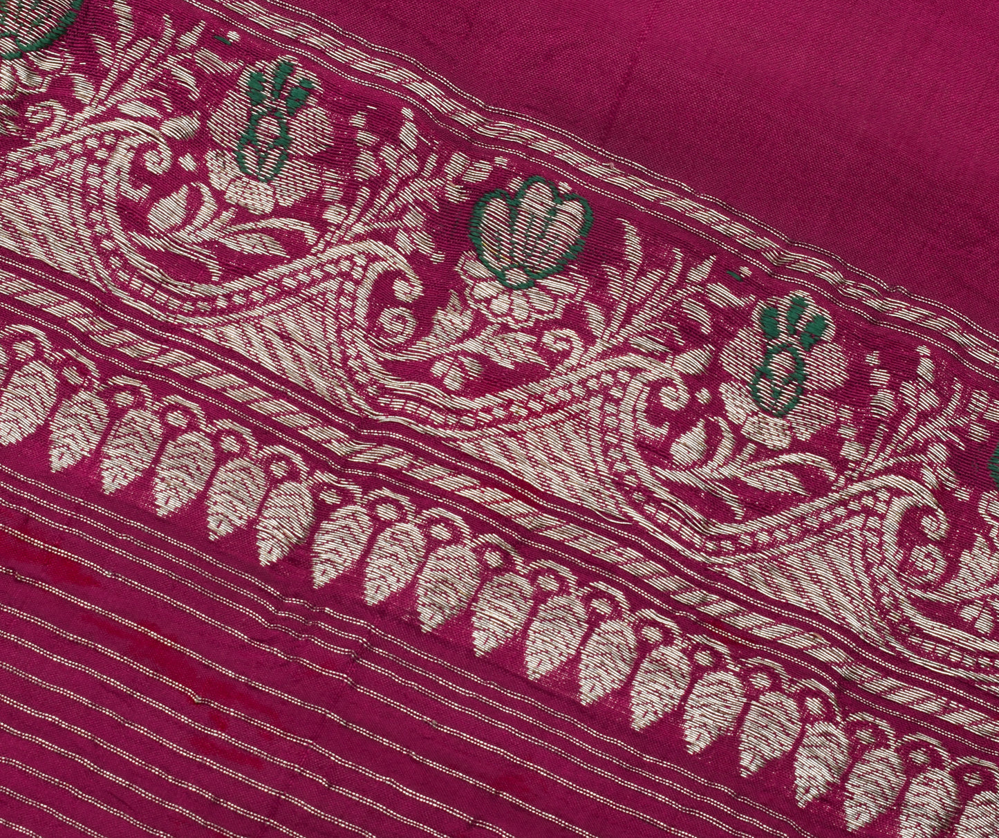 Sushila Vintage Indian Sari Remnant Scrap 100% Pure Silk Woven Craft Fabric