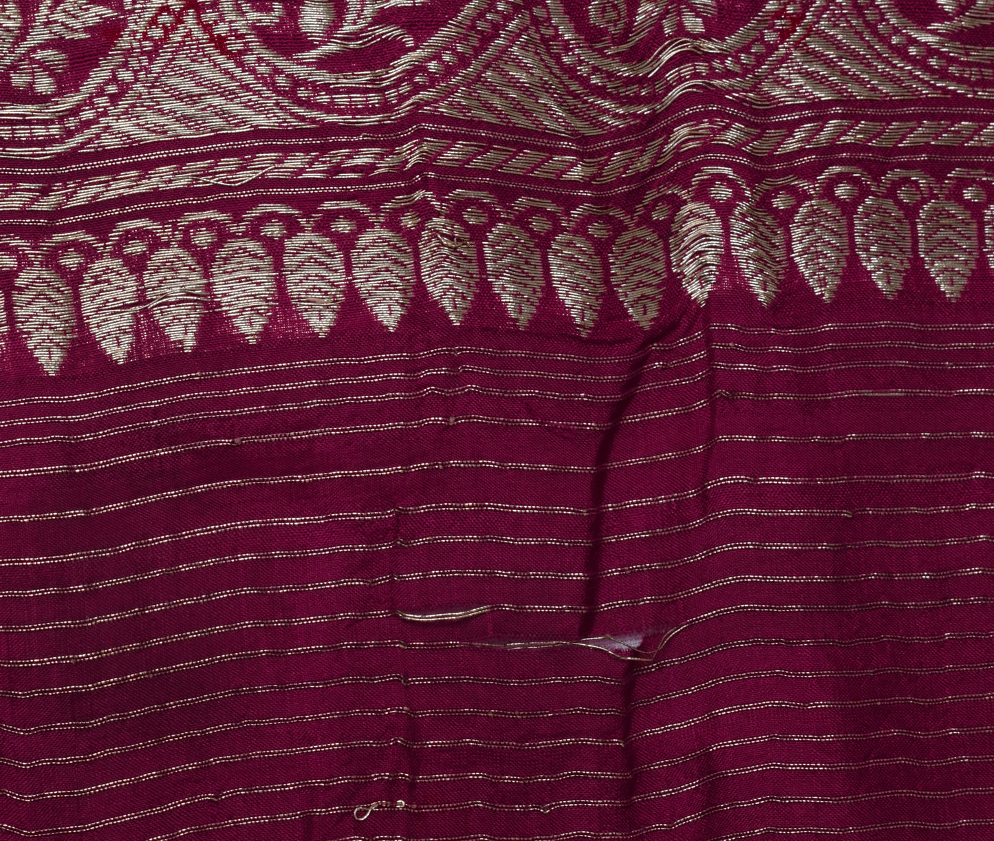 Sushila Vintage Indian Sari Remnant Scrap 100% Pure Silk Woven Craft Fabric