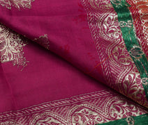 Sushila Vintage Indian Sari Remnant Scrap 100% Pure Silk Woven Craft Fabric