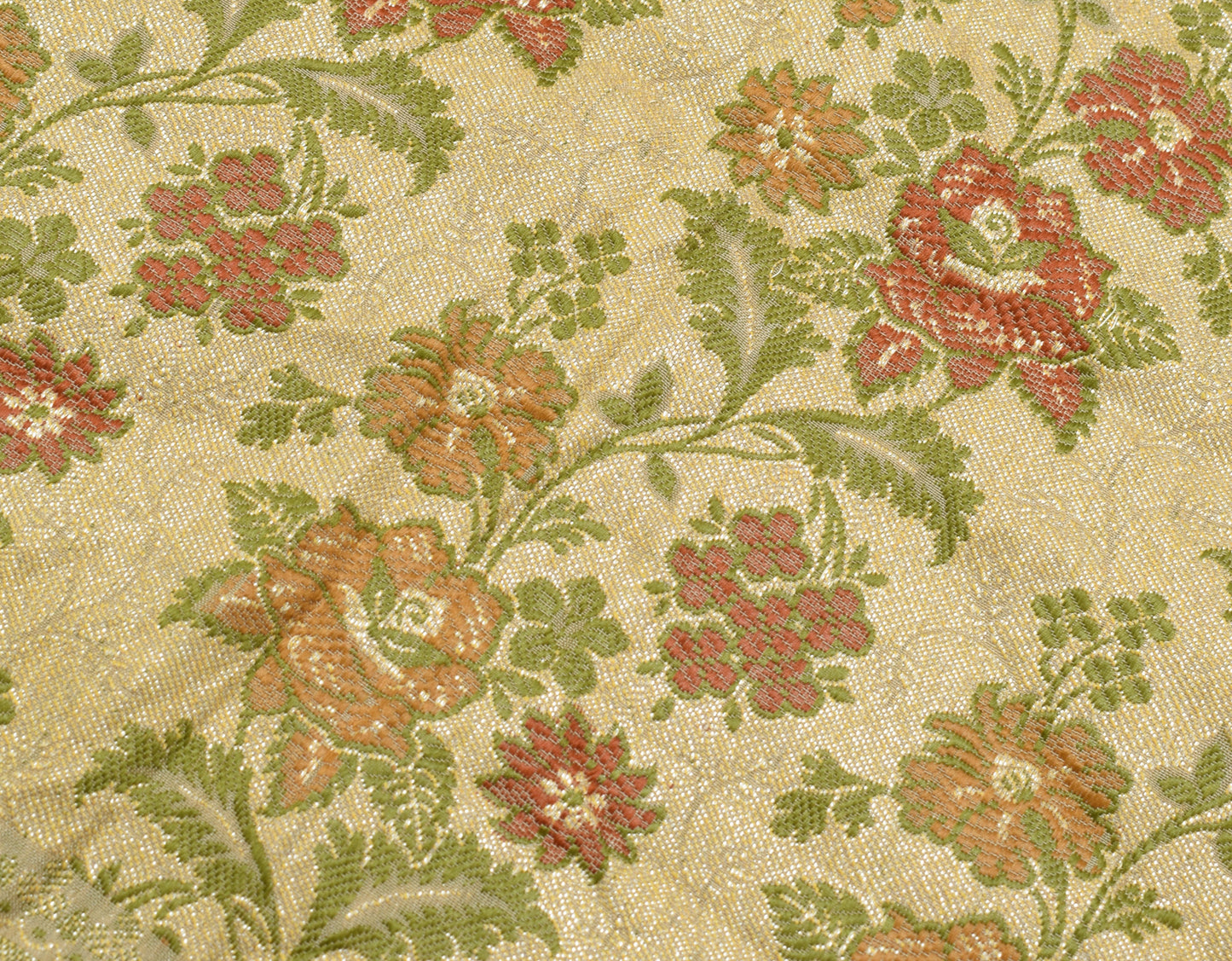 Sushila Vintage Cream Sari Remnant Scrap 100% Pure Silk Woven Craft Fabric