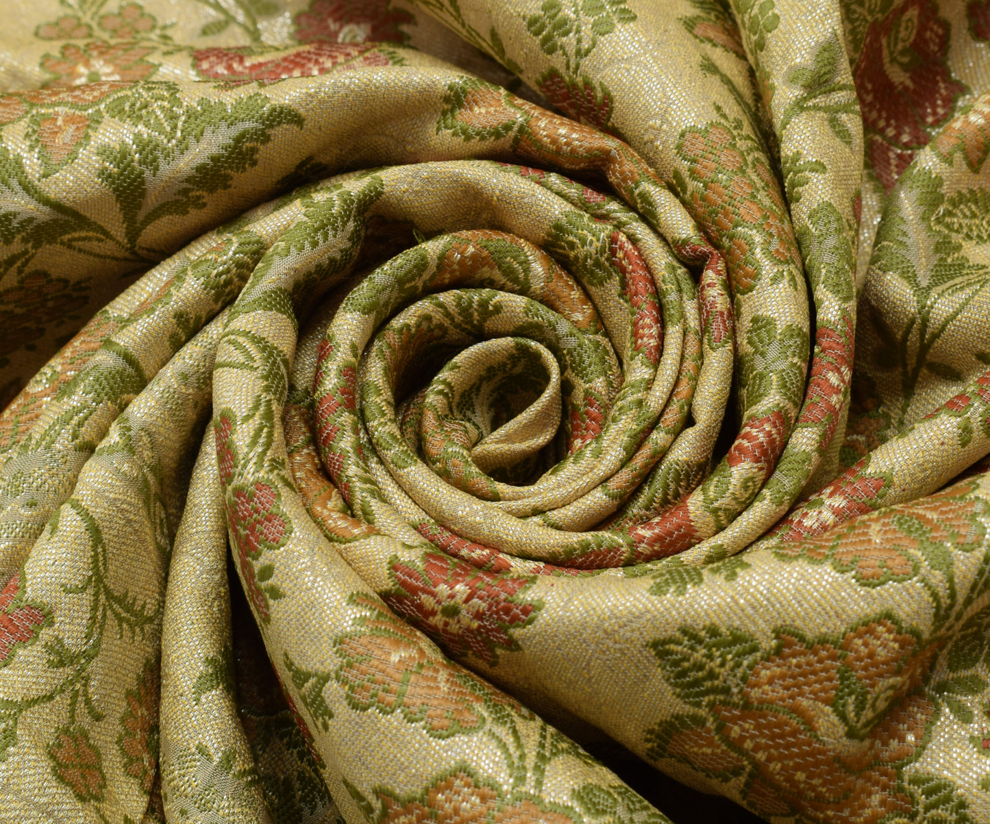 Sushila Vintage Cream Sari Remnant Scrap 100% Pure Silk Woven Craft Fabric