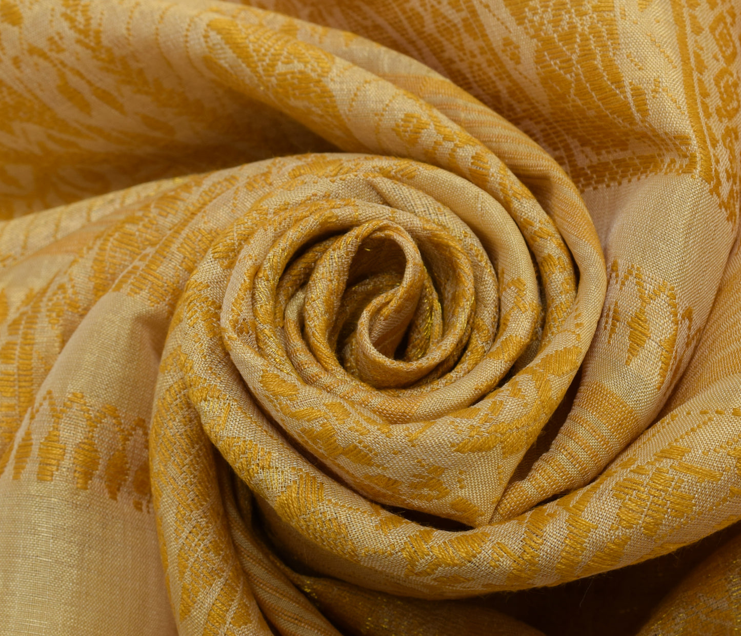 Sushila Vintage Indian Cream Sari Remnant Scrap Pure Silk Woven Craft Fabric