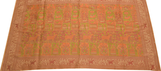 Sushila Vintage Indian Sari Remnant Scrap 100% Pure Silk Woven Craft Fabric
