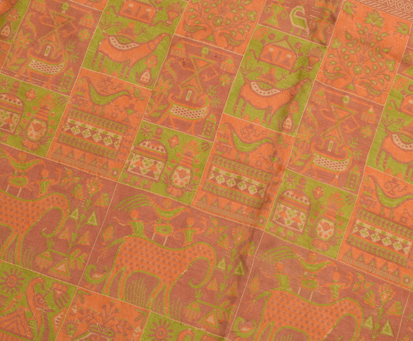 Sushila Vintage Indian Sari Remnant Scrap 100% Pure Silk Woven Craft Fabric