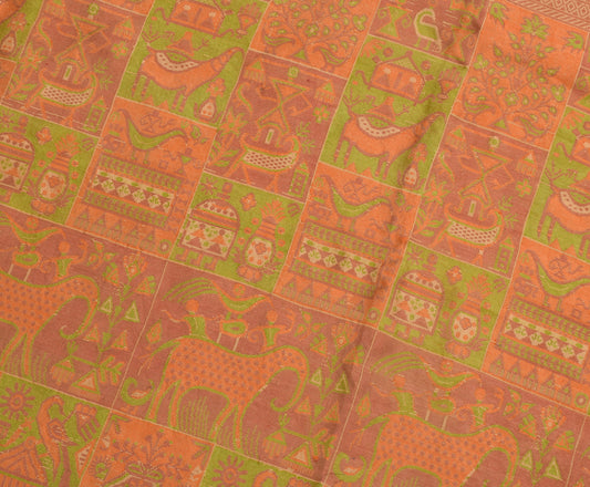 Sushila Vintage Indian Sari Remnant Scrap 100% Pure Silk Woven Craft Fabric