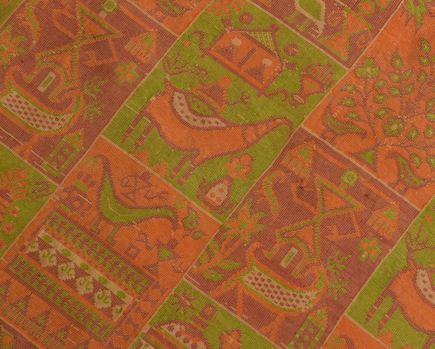 Sushila Vintage Indian Sari Remnant Scrap 100% Pure Silk Woven Craft Fabric