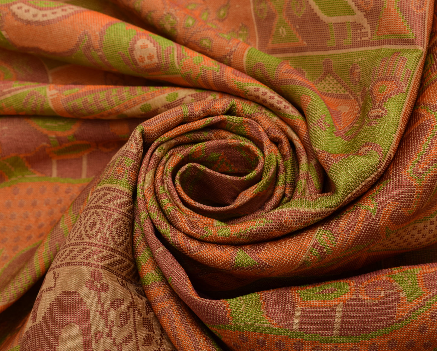 Sushila Vintage Indian Sari Remnant Scrap 100% Pure Silk Woven Craft Fabric